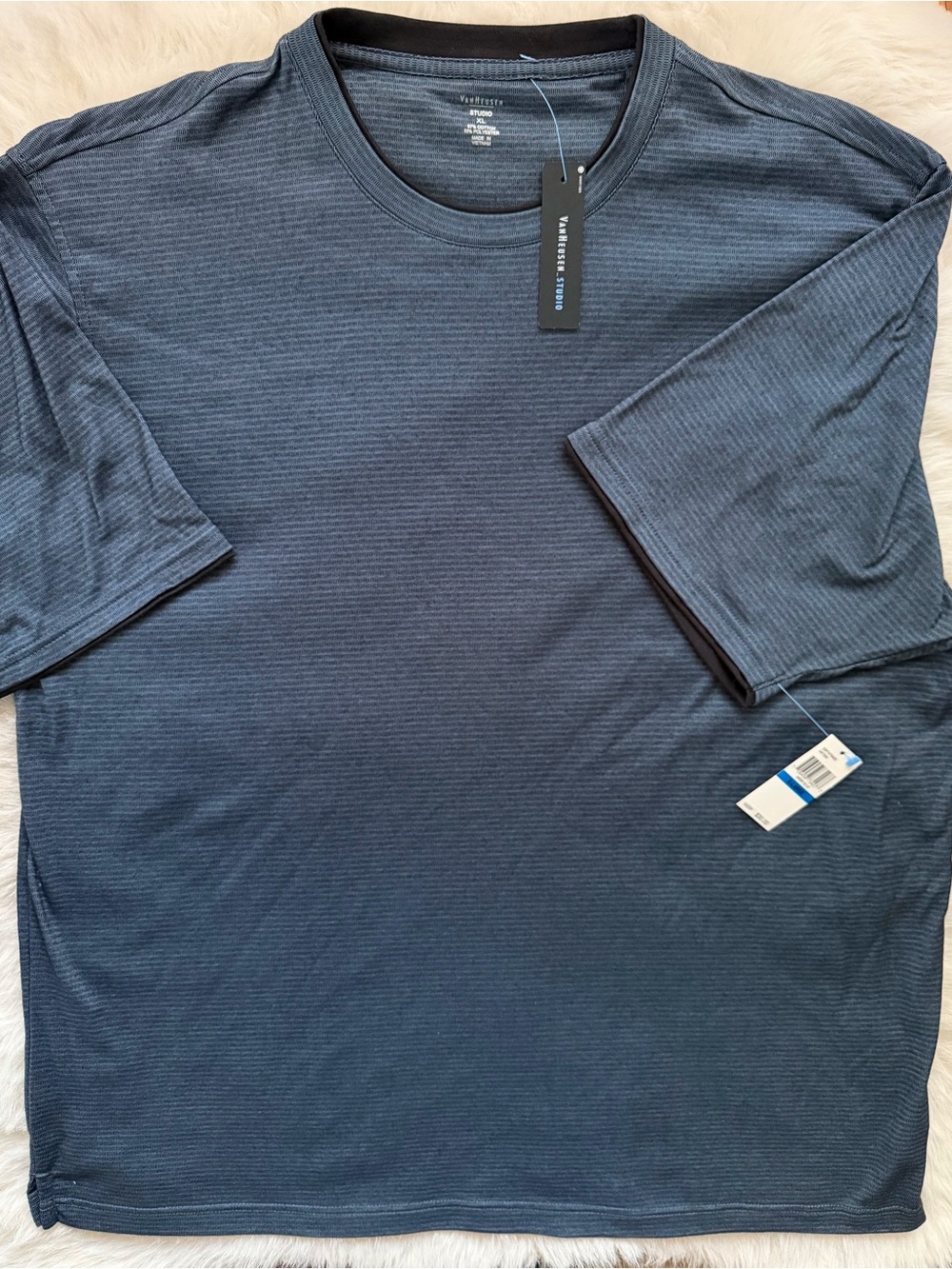 Van Heusen Studio Men's Short Sleeve Crewneck T-Shirt blue-gray Size XL NWT